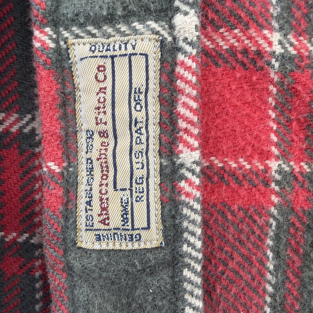 Abercrombie & Fitch Flannel Shirt Men's Medium Red Green Plaid Button Up - Picture 6 of 9